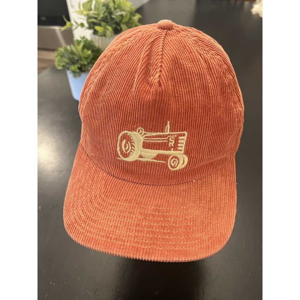 Outerknown Rust Orange Corduroy Tractor Embroidery SnapBack Hat Stoke Machine